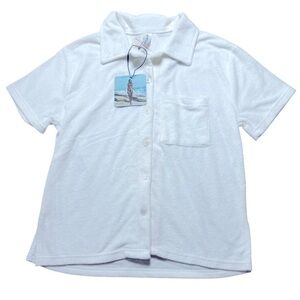 Terry Cloth Button-Down Shirt – Women’s XS Coastal Lounge Coverup